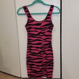 Women's fitted dress pink zebra print